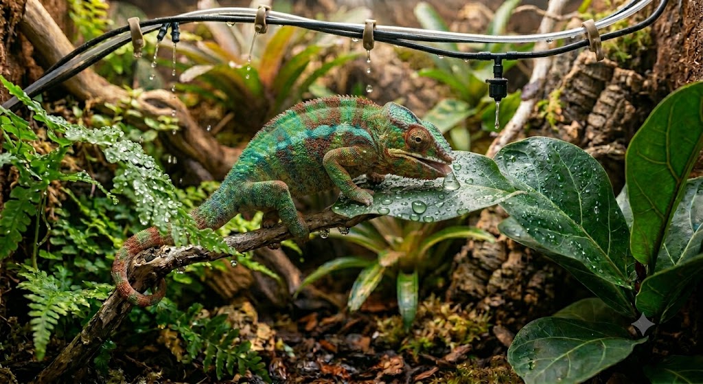 Reconnaître un caméléon qui boit