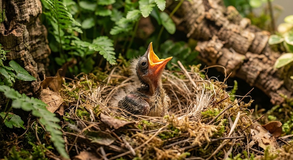 Nourrir un oisillon insectivore
